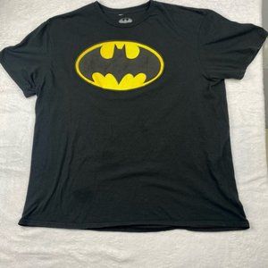 DC Comics Batman Classic Logo Adult XXL Black Yellow Graphic Shirt, Felt 3D Logo